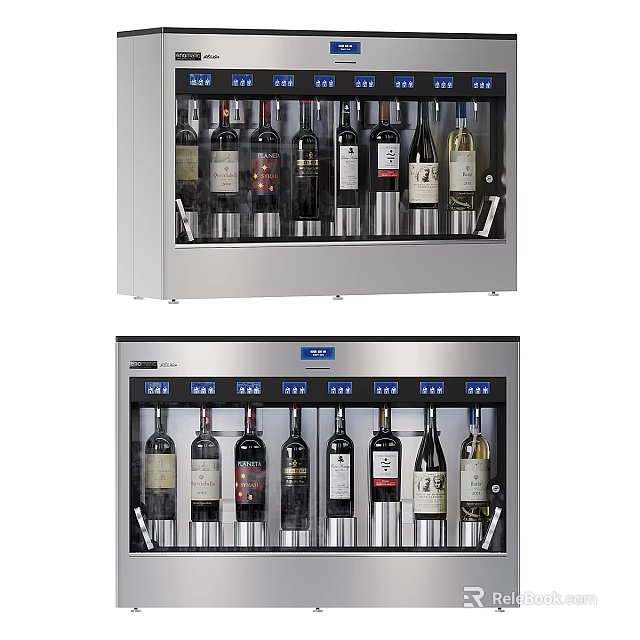 Stainless Steel Wine Cooler Kitchen Appliance With Multiple Bottle Storage Design 3d model
