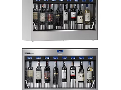 Stainless Steel Wine Cooler Kitchen Appliance With Multiple Bottle Storage Design 3d model