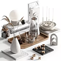 Modern Minimalist Home Decorative Ornament Set With Vase Glass Cups Wooden Tray Candles And Books