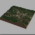 3D Mountainous Terrain Model With Vegetation Covered Surface And Detailed Elevation Features