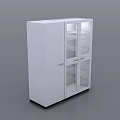 Laboratory White Storage Cabinet With Glass Doors And Internal Shelves
