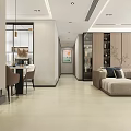 Modern Living And Dining Room Interior Design With Sofa Coffee Table Plant And Wooden Cabinets