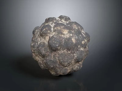 Natural Stone Ball With Rough Surface Dark Gray Color And Light Speckled Texture 3d model