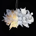 Modern Artistic Chandelier With White Flowing Petal Design And Warm Glow