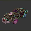 Rusted Modified Car With Exposed Engine Rugged Style And Weathered Vintage Body