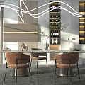 Modern Luxury Dining Table Set With Leather Chairs And Pendant Lighting In Open Dining Area