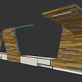 Modern Pergola Design Featuring Curved Wooden Structure With Striped Planks And White Base