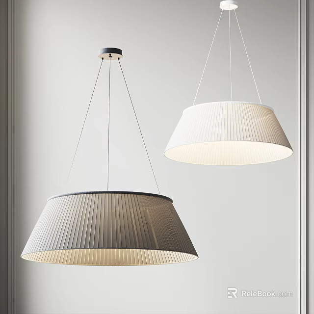 Modern Pleated Pendant Lights in White and Gray for Stylish Interior Design 3d model 