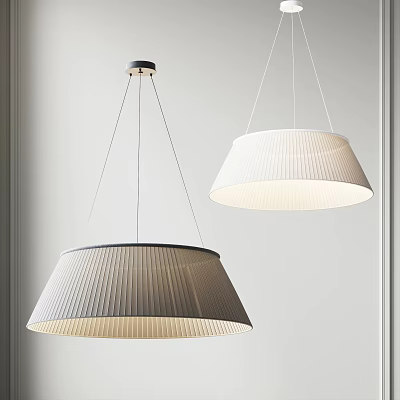 Modern Pleated Pendant Lights in White and Gray for Stylish Interior Design 3d model