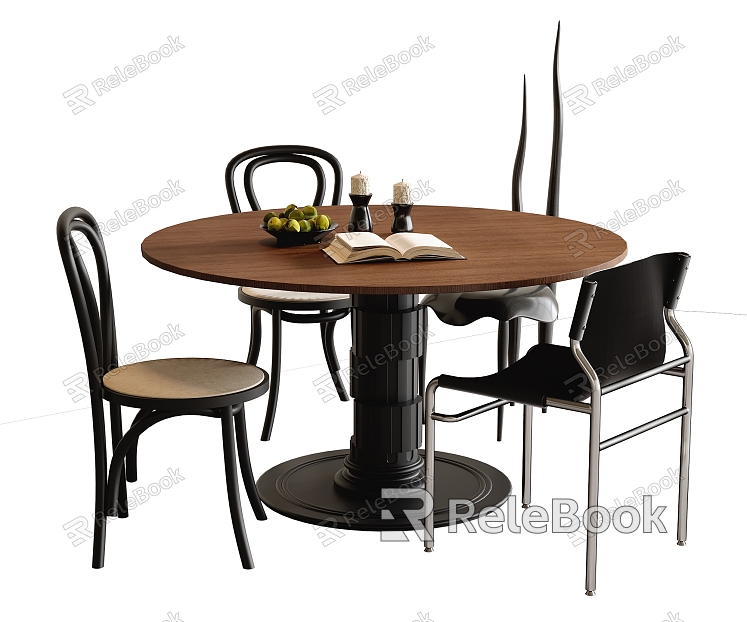 Middle Style Dining Table and Chair Combination Dining Chair Single Chair Round Dining Table model