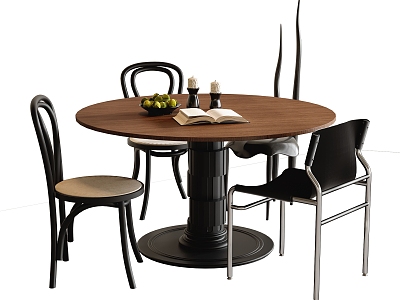 Middle Style Dining Table and Chair Combination Dining Chair Single Chair Round Dining Table model