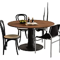 Middle Style Dining Table and Chair Combination Dining Chair Single Chair Round Dining Table 3d model