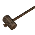Ancient Rusty Hammer As Historical Weapon With Metal Head Wooden Handle