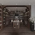 Luxury Wooden Liquor Store Interior With Full Wine Collection Display And Comfortable Tasting Area