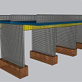 Modern Bridge Structure Design With Yellow Pillars And Blue Grid Top