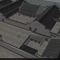 Ancient Chinese Architecture Complex With Courtyards Grey Tile Roofs White Walls And Stone Pavements