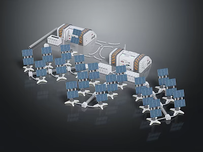 Solar Power Equipment System Featuring Panels Battery Storage And Connecting Devices 3d model