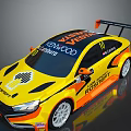 Yellow And Black Racing Car With Rear Wing Number 10 And Sponsor Logos