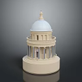 Classic European Architecture Design With Blue Dome Columns Balcony And White Base
