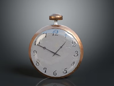 Vintage Pocket Watch With Classic Metallic Case And Numerical Dial Design 3d model
