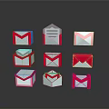 Various Red And White Envelope Designs For Everyday Use With Different Styles 3d model