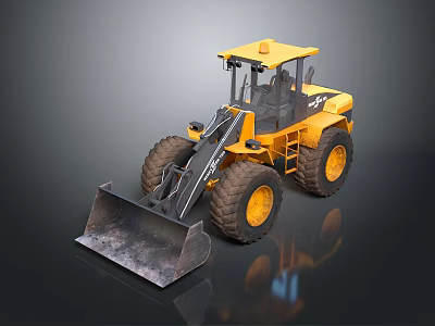 Yellow Functional Utility Vehicle With Front Loader And Large Tires For Construction 3d model