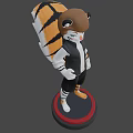 Anthropomorphic Cartoon Tiger Character With Green Eyes Black Vest And Striped Tail