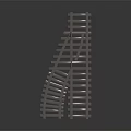 Detailed Railway Track Structure With Curved Rails And Intersection Design 3d model