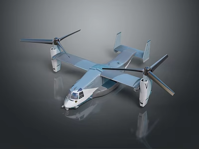 Light Blue Futuristic Tiltrotor Aircraft With Twin Rotors And Streamlined Body 3d model