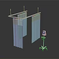Medical Style Monitor Hospital Curtain Mobile Bracket Medical Equipment Ward Scene Realistic Cartoon