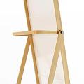 Two Modern Standing Mirrors With Golden A Shaped Stand And Dark White Reflective Surfaces