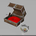 Elegant Crown Fashion Accessory Inside Vintage Wooden Chest With Red Lining