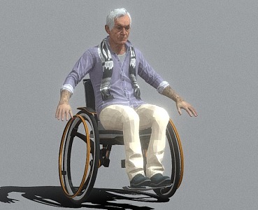 Digital People Real People Foreigners Men Old People in Wheelchairs Adult Men Old People High Precision Old People Old People Wheelchairs 3d model