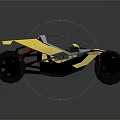 Yellow Modern Geometric Off Road Concept Vehicle With Open Cabin And Black Wheels