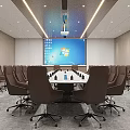 Modern Conference Room Interior With Large Meeting Table Ergonomic Chairs And Digital Screen