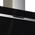 Sleek Modern Black Range Hood Featuring Silver Trim and Control Panel 3d model