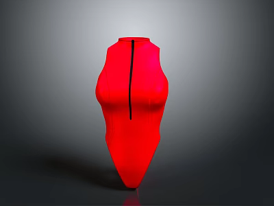 Red Decorative Vase With Sleek Curved Shape And Black Vertical Line For Modern Home Decor 3d model