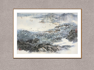 Chinese Landscape Painting Song Wenzhi Chunjiang Picture model