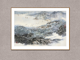 Chinese Landscape Painting Song Wenzhi Chunjiang Picture 3d model