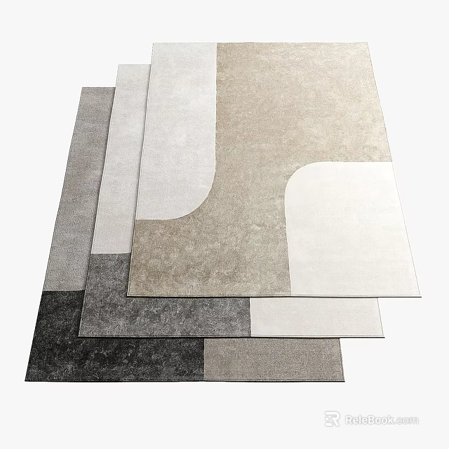 Modern Square Rugs With Geometric Patterns And Neutral Color Tones For Interior Decor 3d model