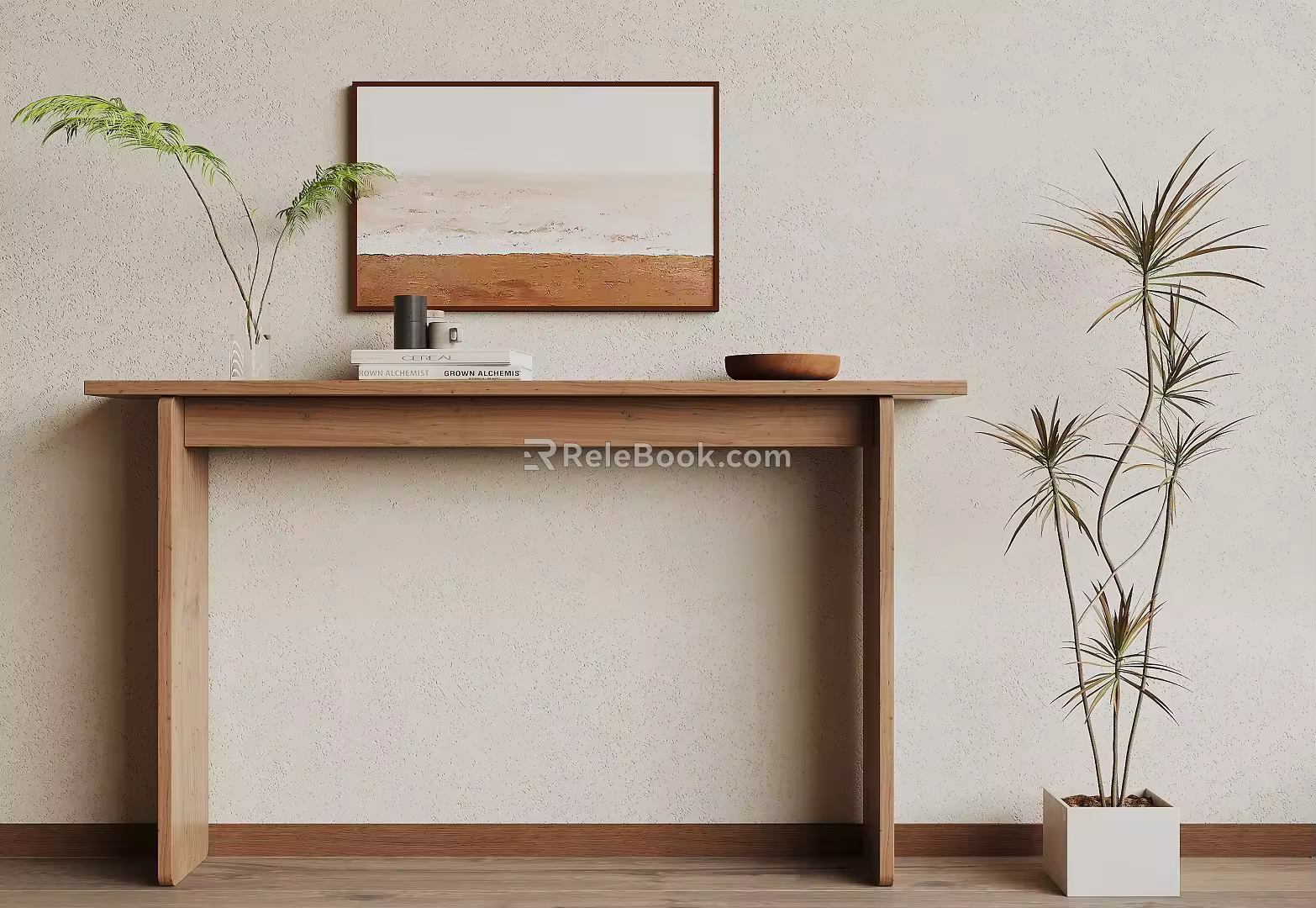 Modern solid wood end view table 3d model