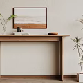Modern solid wood end view table 3d model