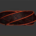 Modern Decorative Ornament Set With Red Borders And Black Mesh Spiral Design
