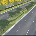 Well Arranged Plant Combinations with Shrubs Flowers and Trees in Road Landscape