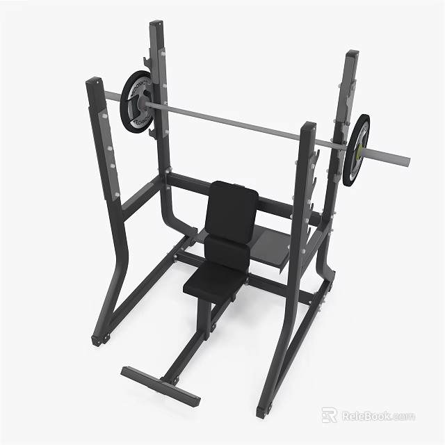 Professional Weight Bench Press Equipment With Barbell Weight Plates And Adjustable Seat 3d model 