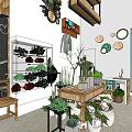 Plant And Flower Store Interior With Shelves Potted Greenery And Decorative Plants