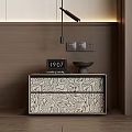 Wooden Nightstand With Drawers Digital Clock Book And Small Bowl On Wooden Wall