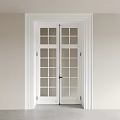 White Modern Double Doors With Glass Window Panes And Clean Frame Design
