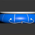 Blue Inflatable Swimming Pool Featuring White Rim Wave Pattern And Connecting Ropes 3d model