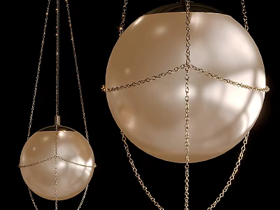 Elegant Spherical Chandeliers with Chain Details and Hanging Design in Modern Style 3d model